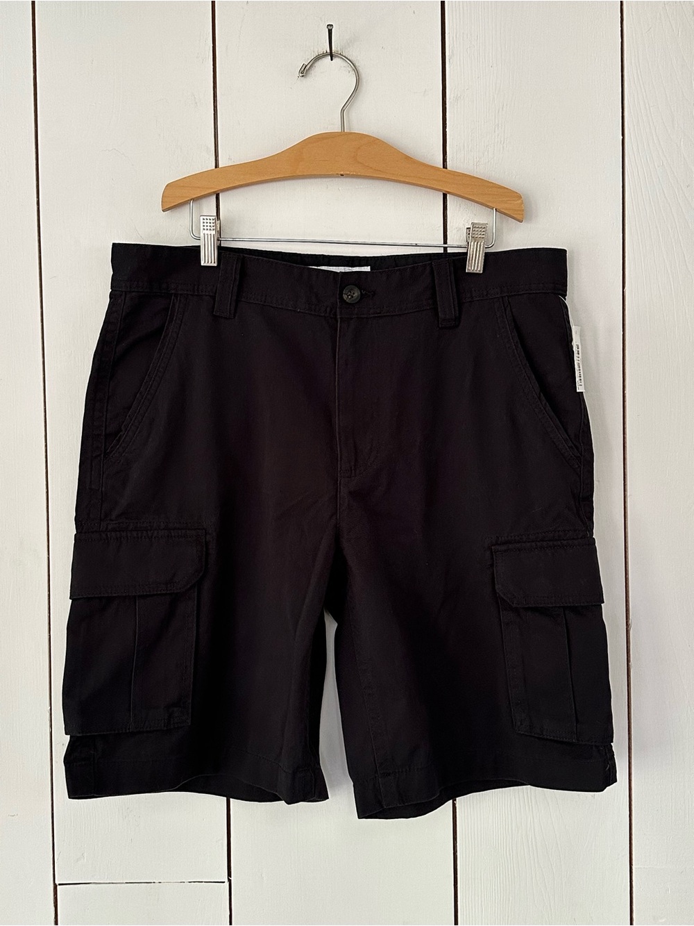 Amazon Essentials Cotton Cargo Shorts Sz 34 Black 9" Inseam NWT